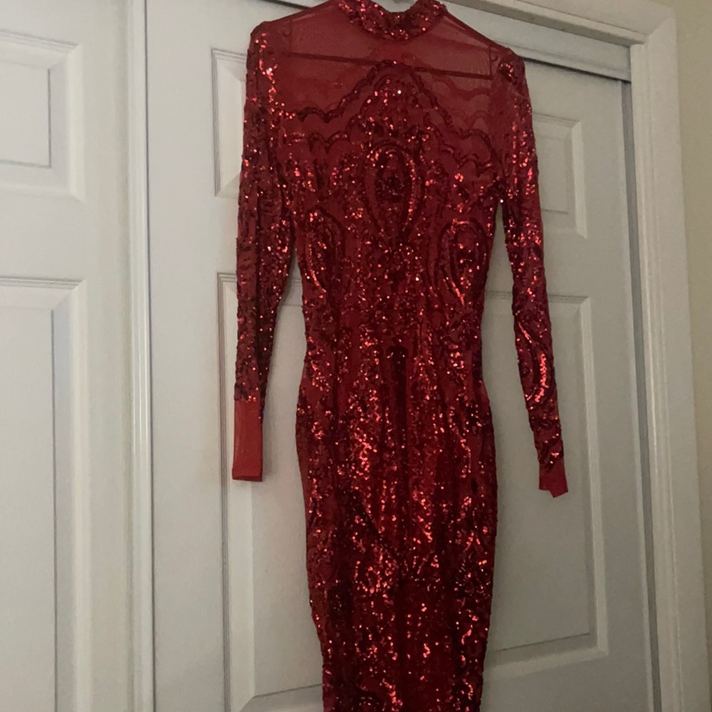 FashionNova - Glamorous Red See Through Dress